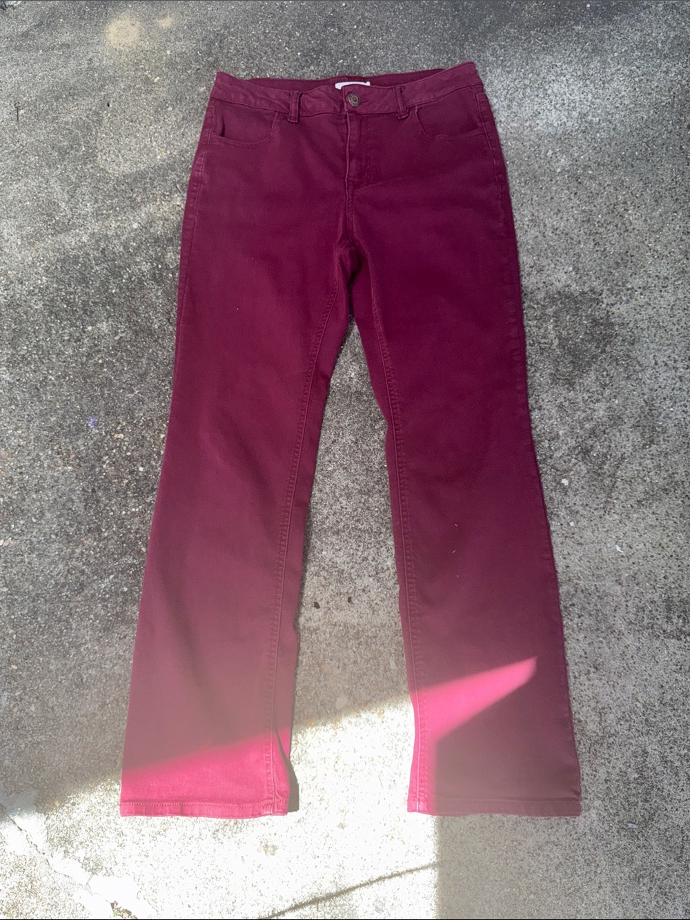 Maurices High-Rise Straight Leg Jeans in Burgundy